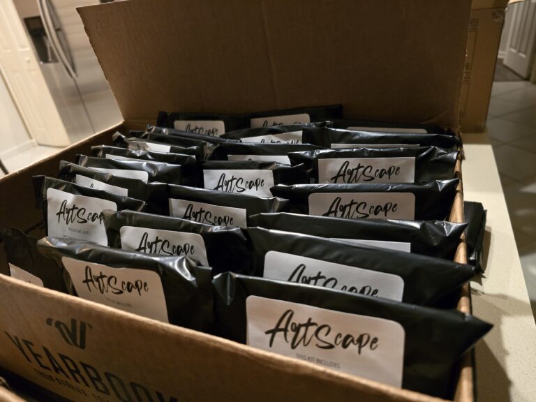 Contents of ICANCERVIVE healing kits including art supplies, comfort items, journaling materials, and tactile therapy components for pediatric, young adult, and adult cancer patients